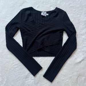 Princess Polly Black Ribbed Crop Top